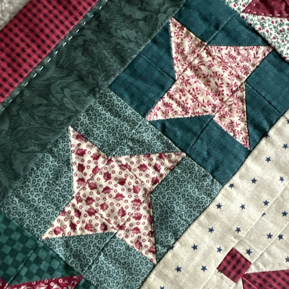 Handmade Patriotic Santa Christmas Quilt Wall Hanging Americana Country Farmhous